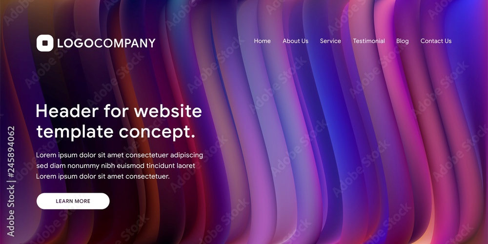 Aufkleber wavy and minimal geometric of website or landing page background template. dynamic and trendy gradie