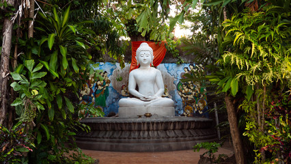 buddhist temple Brahma Vihara Arama with statues gods. balinese temple, old hindu architecture,...