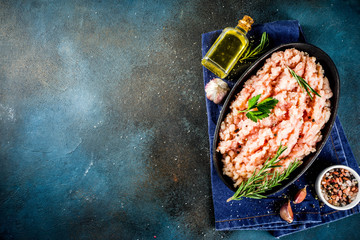 Homemade minced chicken meat