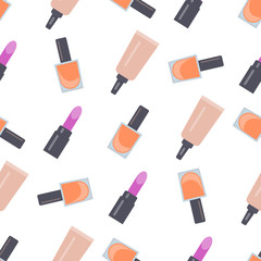 Obraz premium Seamless pattern with makeup items