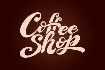 Coffee shop logo. Vector illustration of handwritten lettering. elements for coffee shop, market, cafe design, restaurant menu and shop.