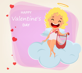 Valentines Day greeting card. Cartoon character