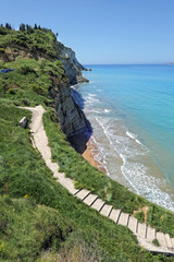 stairs path downwards to kap drastis at corfu island (Greece)