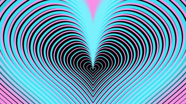 Pink and blue pastel hearts grow, valentines day party, hypnotic vj loop, psychedelic cycled animation