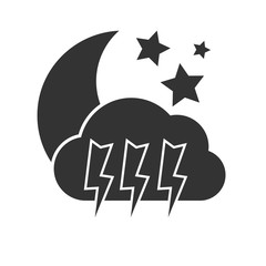 Dark night thunderstorm weather Icon on background