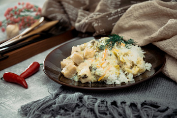 Scallops of leeks Basmati rice