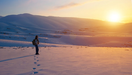 Traveler woman in the mountains