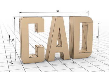 3D Illustration CAD Gitternetz weiß - obrazy, fototapety, plakaty