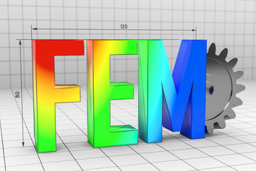 3D Illustration FEM Messung mit Zahnräder - obrazy, fototapety, plakaty