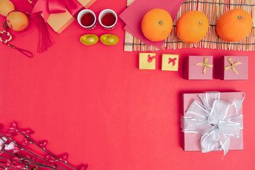 Chinese new year festival decorations healthy and wealth orange