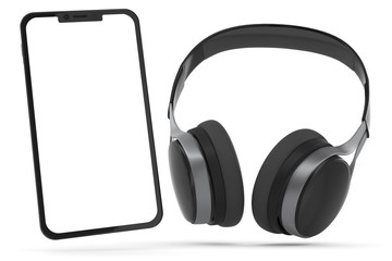 3D Illustration Kopfhörer mit Smartphome