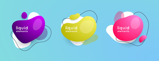 Set of abstract liquid shape. Abstract banners. Style promotion banner, price tag, speech bubble, sticker, badge, poster.