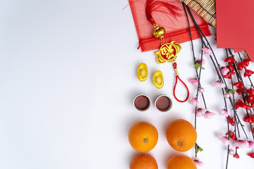 Chinese new year festival decorations healthy and wealth orange