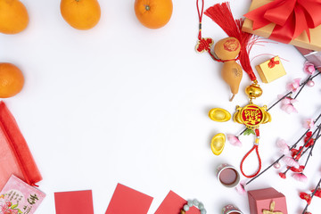 Chinese new year festival decorations healthy and wealth orange