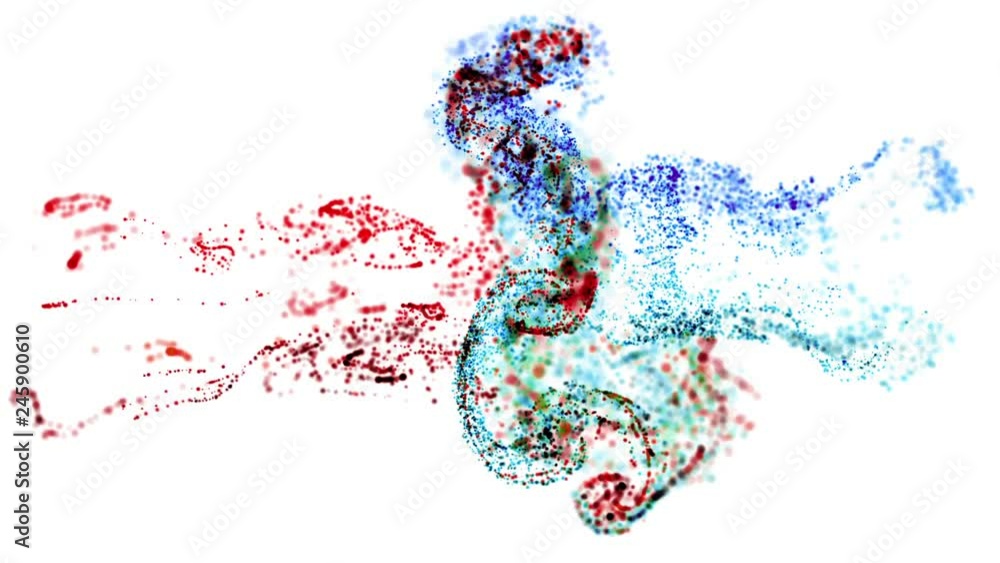 Poster collision of two streams of particles in 4k. ink effect advection. conffeti in stream of invisible i