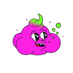 Funny incomprehensible character in the form of a pink cloud. Vector. Flat style. Tasty cotton candy. Character Ice Cream. Fruit soda.