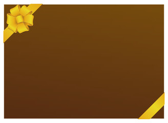 Gift card frame illustration / brown ( corner ribbon / gold ) 