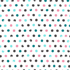 Dots seamless pattern. Colorful polka dot. Hand drawn vector