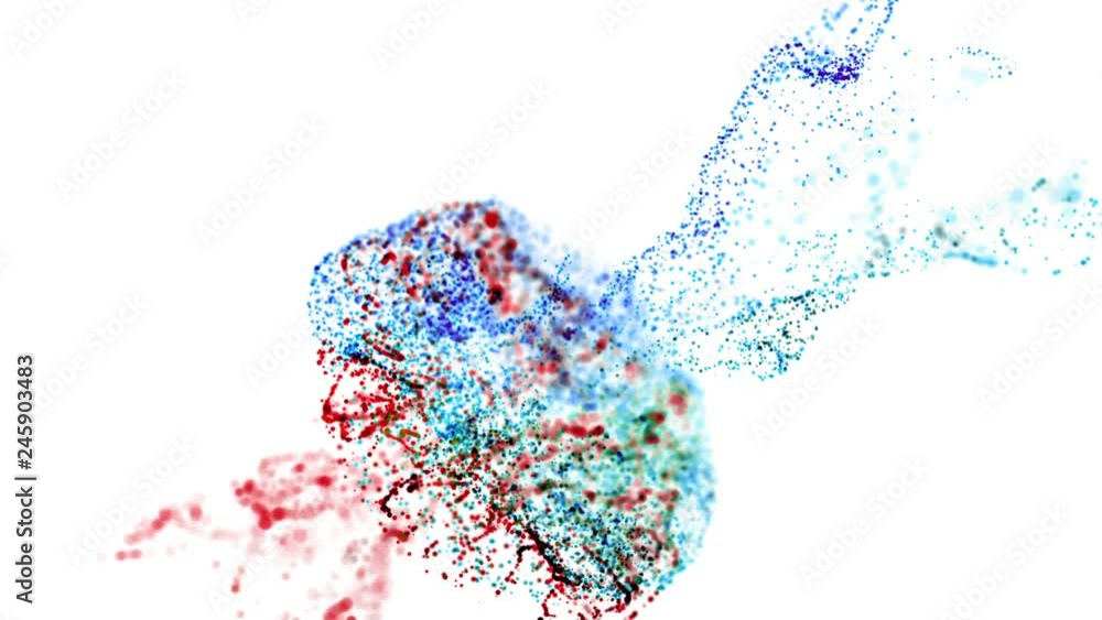 Poster collision of two streams of particles in 4k. ink effect advection. conffeti in stream of invisible i