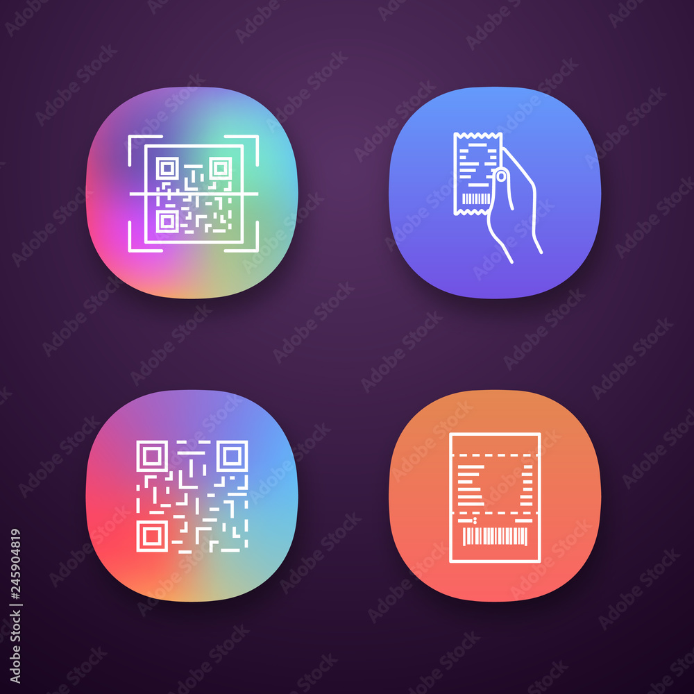 Poster barcodes app icons set