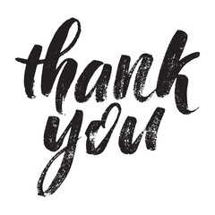 Inspirational Hand drawn quote made with ink and brush. Lettering design element says Thank You