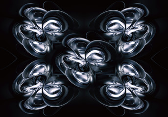 Abstract artistic 3d computer generated fractals shapes on a black background