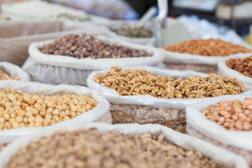 Asian market. Turkey, Istanbul, Spice Bazaar, turkish Eastern bazaar. Dried fruits for sale