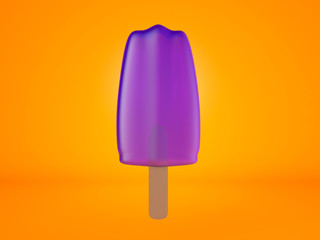 3D rendered illustration of Blueberry ice cream on a stick.