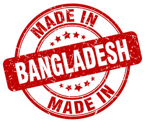 made in Bangladesh red grunge round stamp