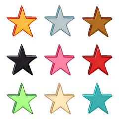 Vector Set of Colorful Star Illustrations