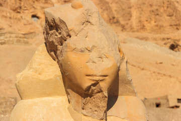 Sphinx near Mortuary Temple of Hatshepsut in Luxor, Egypt