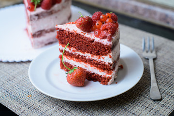 Berry cake on the table