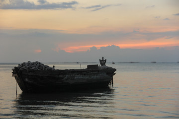 boat at sunset