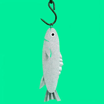 Paper fish on hook