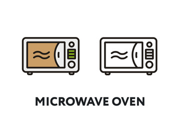 Fototapeta premium Microwave Oven&nbsp;Vector Flat Line Stroke Icon.