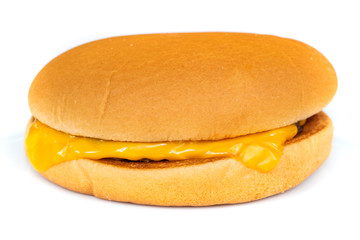 plain cheese burger on white background