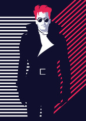Fashion man in style pop art. Vector illustration