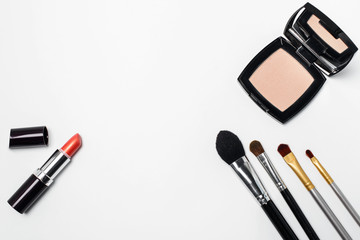 Cosmetics on white background
