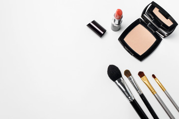 Cosmetics on white background