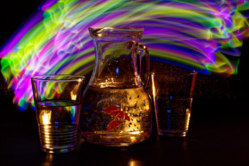 drinks in unusual abstract lighting
