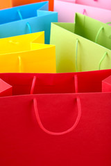 Close up of colorful paper shopping bags
