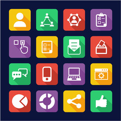Survey or Poll Icons Flat Design 