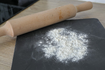 dough and rolling pin