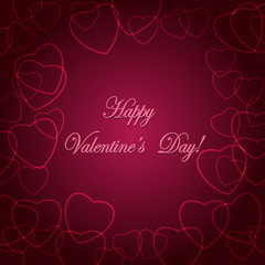 Fototapeta na wymiar dark violet vector greeting card with hearts for valentine day