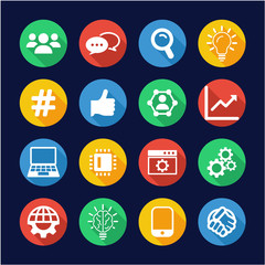 Research & Development Process Icons Flat Design Circle