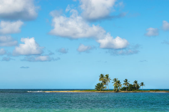 Travel vacation troSmall tropical island in Las Galeras, Dominican Republic. Travel vacations destination. pical destination.