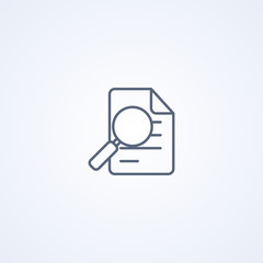 Document search, vector best gray line icon