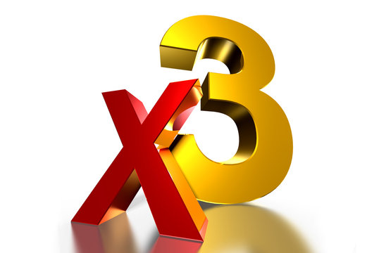 X3 3d,triple white background.