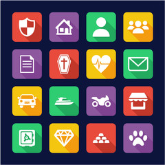 Insurance Policy Icons Flat Design 