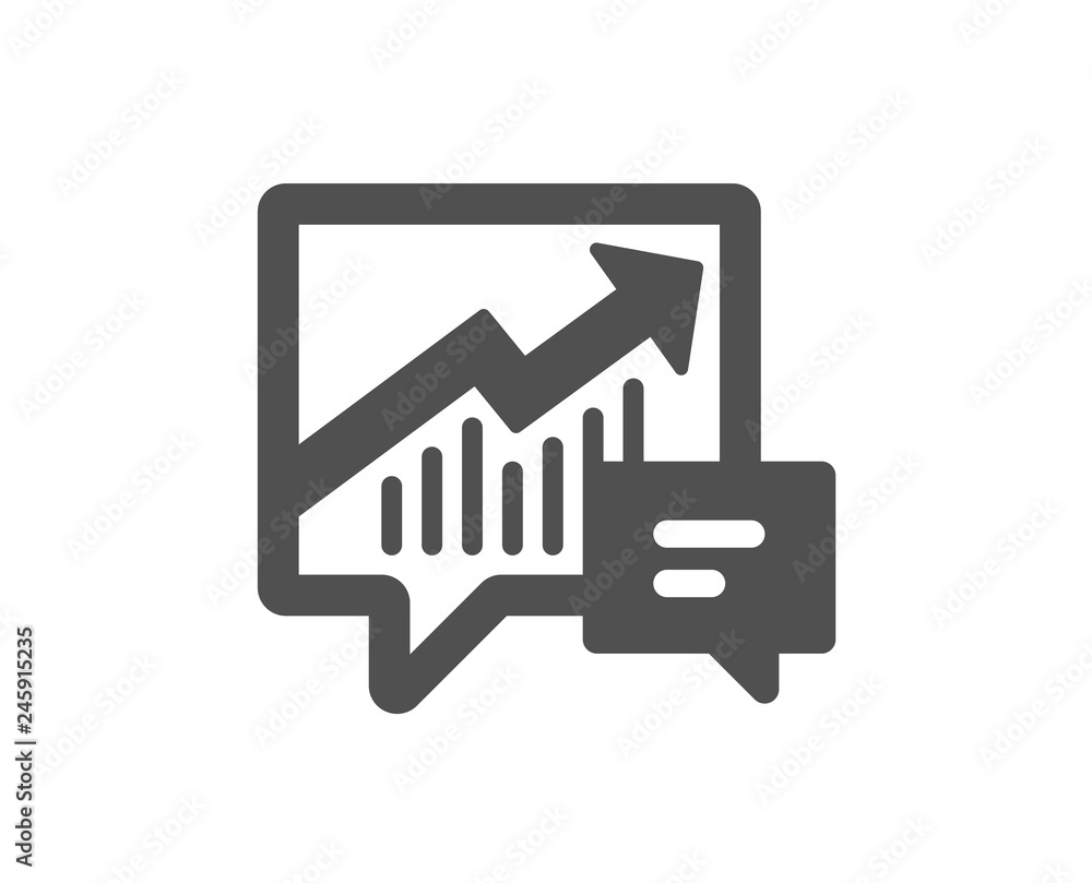Poster chart icon. report graph or sales growth sign in speech bubble. analysis and statistics data symbol.